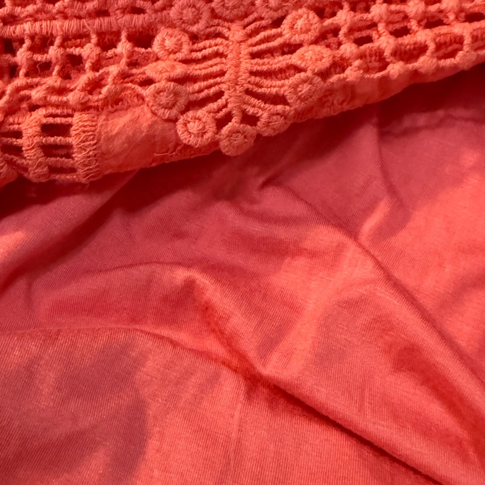 Democracy Coral Lace Lined Blouse XL 3/4 sleeves - Picture 8 of 8